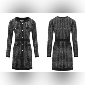Black knitted dress with gold hardware accessories. BRAND NEW, NEVER WORN!